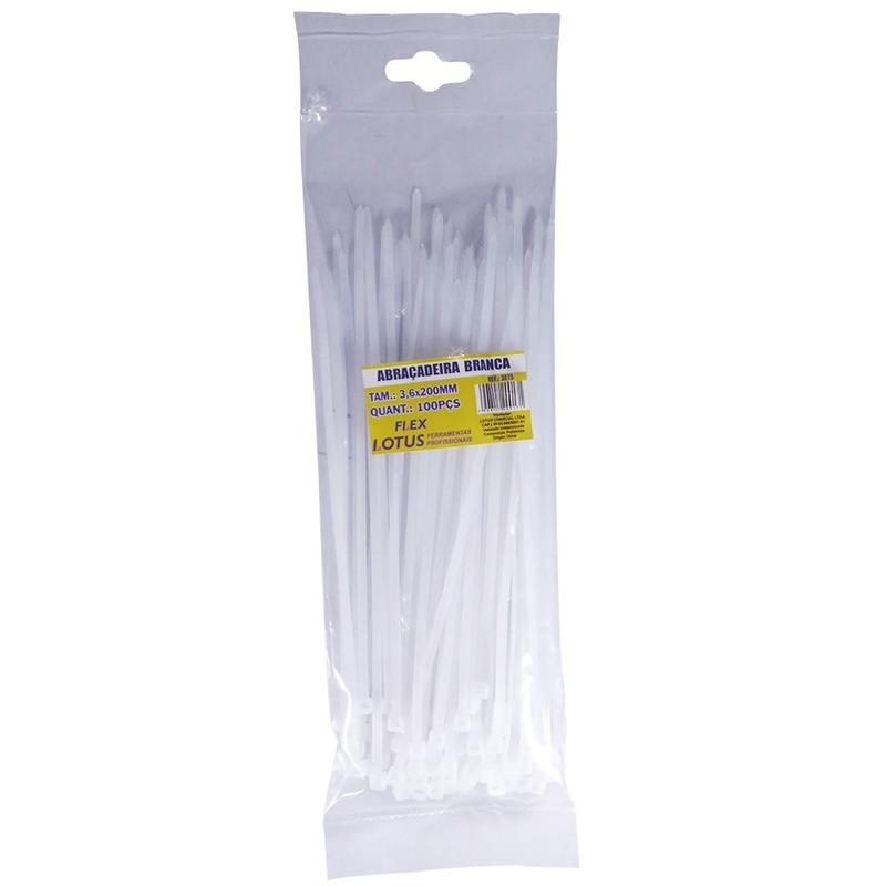 Abraçadeira Nylon 3.6 x 200mm Branca Lotus